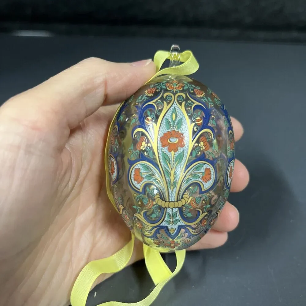VTG Hutschenreuther Glass Crystal Egg Ornaments 2001 With Box‎